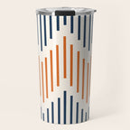 Geometric Arrow Lines 2 in Navy Blue Orange Travel Mug Gallery Image 1