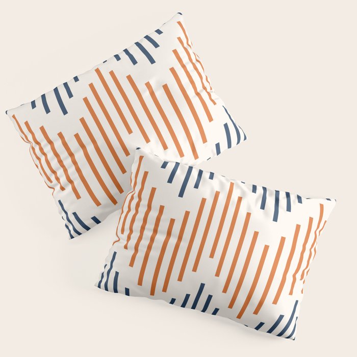 Geometric Arrow Lines 2 in Navy Blue Orange Pillow Sham Gallery Image 3