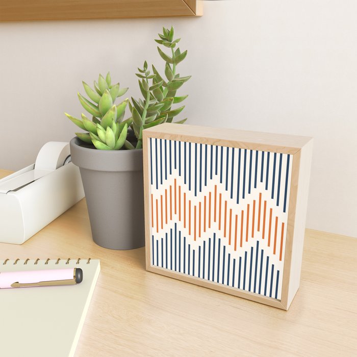 Geometric Arrow Lines 2 in Navy Blue Orange Mini Art Print Gallery Image 2