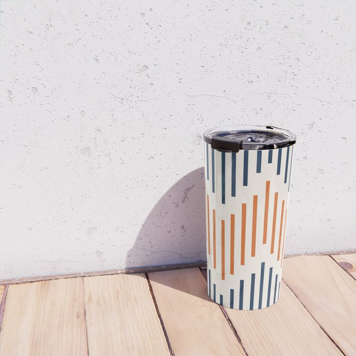 Geometric Arrow Lines 2 in Navy Blue Orange Travel Mug Gallery Image 4
