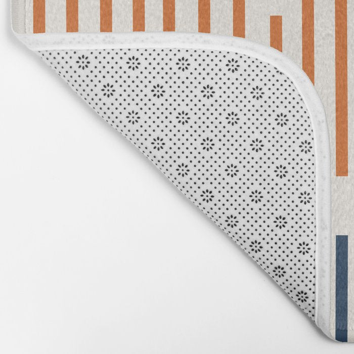 Geometric Arrow Lines 2 in Navy Blue Orange Bath Mat Gallery Image 2