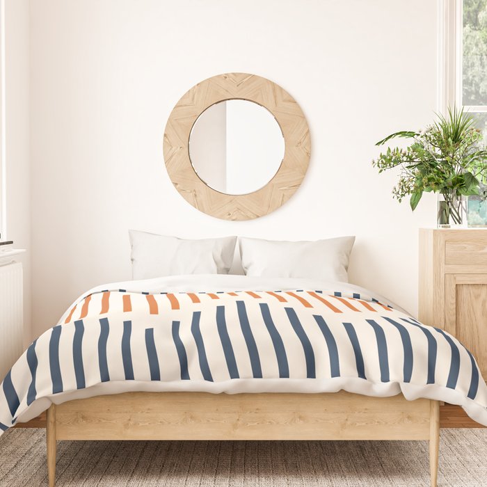 Geometric Arrow Lines 2 in Navy Blue Orange Duvet Cover Gallery Image 3