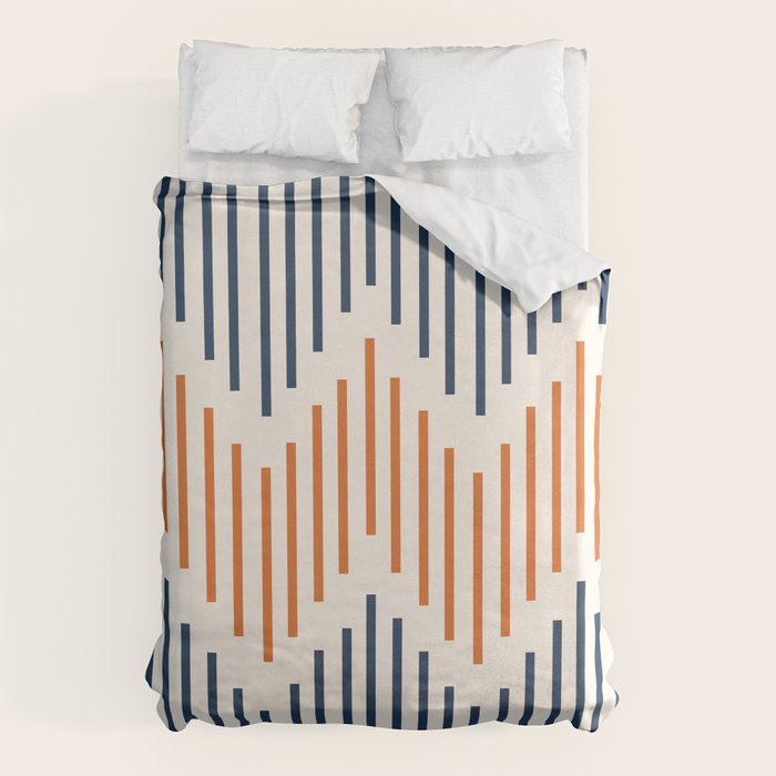 Geometric Arrow Lines 2 in Navy Blue Orange Duvet Cover Gallery Image 6