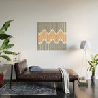 Geometric Arrow Lines 2 in Navy Blue Orange Wood Wall Art Gallery Image 2