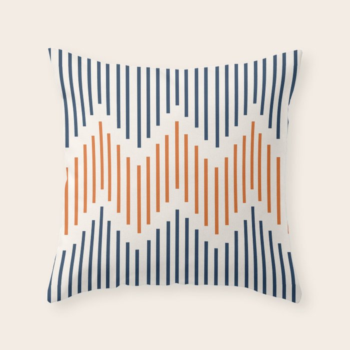 Geometric Arrow Lines 2 in Navy Blue Orange Throw Pillow Gallery Image 6