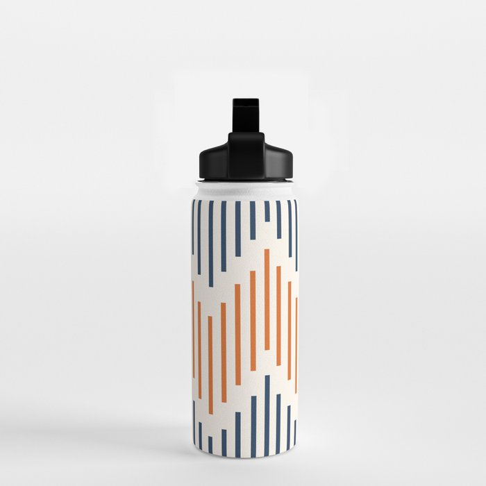 Geometric Arrow Lines 2 in Navy Blue Orange Water Bottle Gallery Image 2