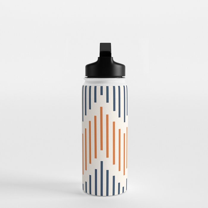 Geometric Arrow Lines 2 in Navy Blue Orange Water Bottle Gallery Image 3