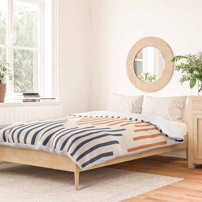 Geometric Arrow Lines 2 in Navy Blue Orange Duvet Cover Gallery Image 2