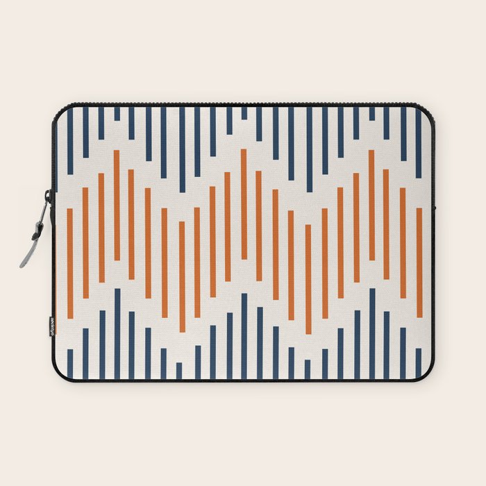 Geometric Arrow Lines 2 in Navy Blue Orange Laptop Sleeve Gallery Image 1