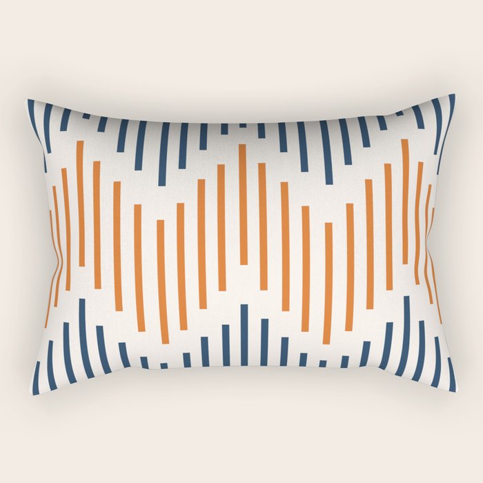 Geometric Arrow Lines 2 in Navy Blue Orange Rectangular Pillow Gallery Image 1
