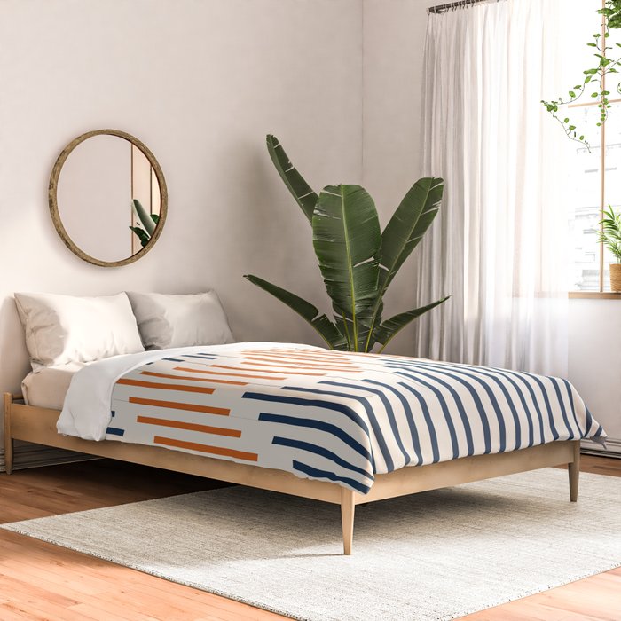 Geometric Arrow Lines 2 in Navy Blue Orange Comforter Gallery Image 2