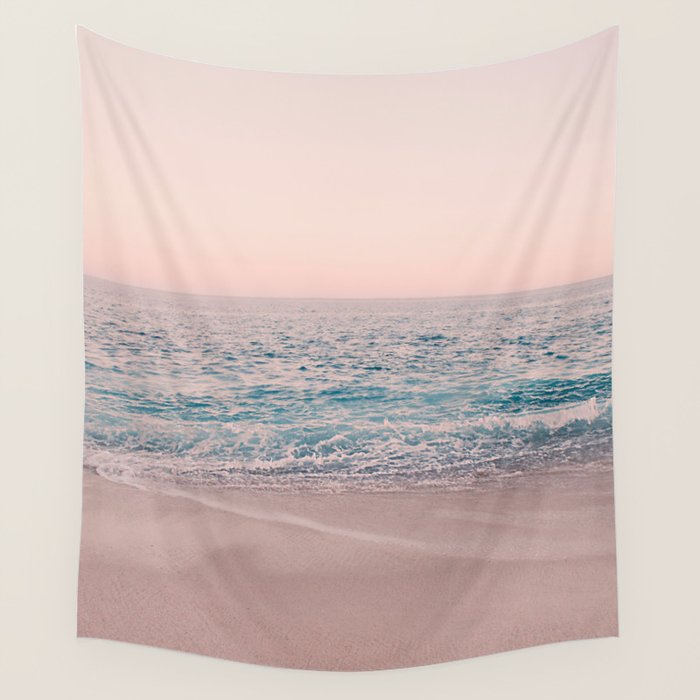 ROSEGOLD BEACH MORNING LANDSCAPE Wall Tapestry Gallery Image 1