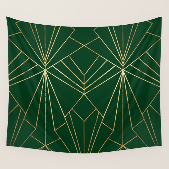 Art Deco in Emerald Green - Large Scale Wall Tapestry Gallery Image 4