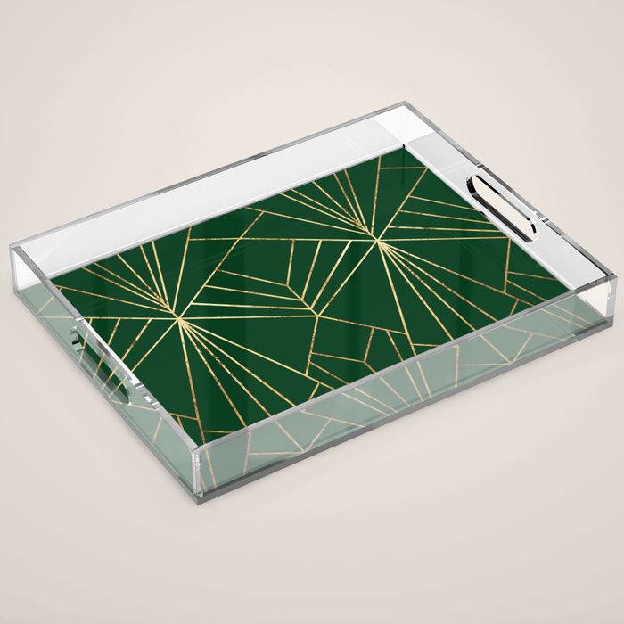Art Deco in Emerald Green - Large Scale Acrylic Tray Gallery Image 1
