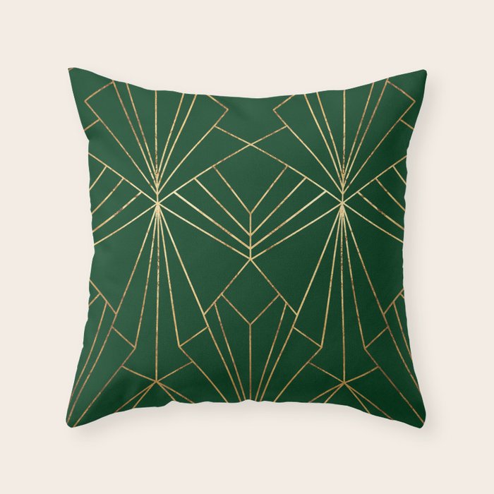 Art Deco in Emerald Green - Large Scale Throw Pillow Gallery Image 6
