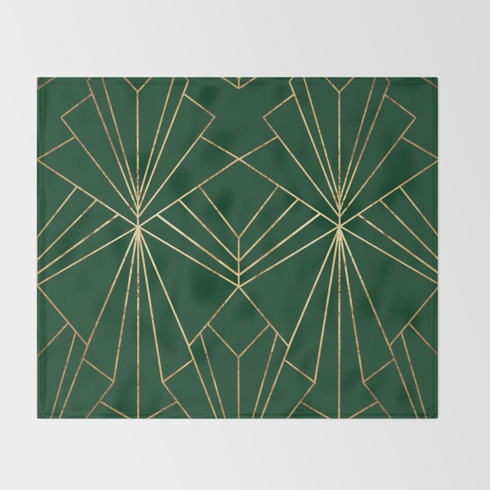 Art Deco in Emerald Green - Large Scale Throw Blanket Gallery Image 2