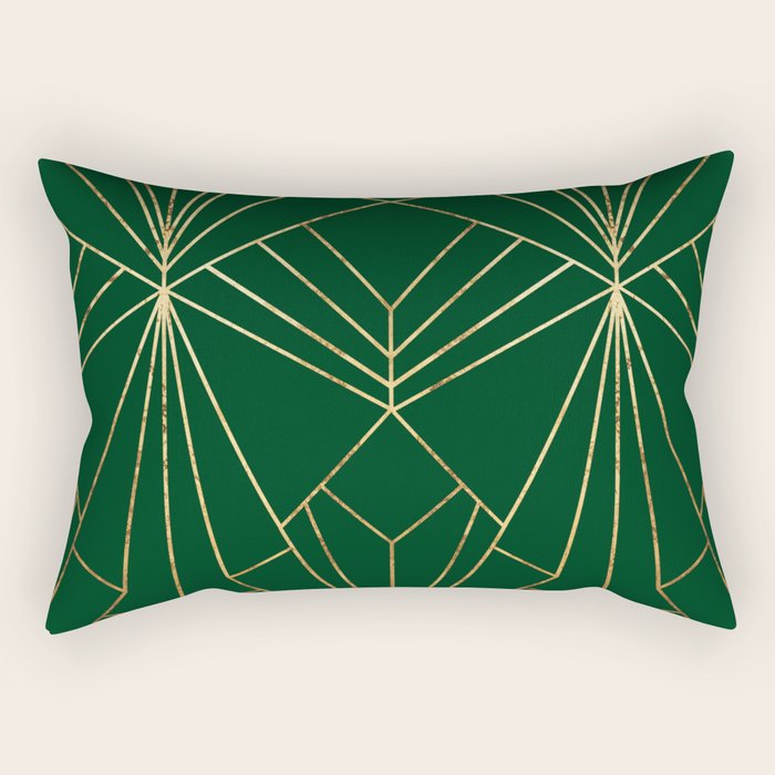 Art Deco in Emerald Green - Large Scale Rectangular Pillow Gallery Image 2