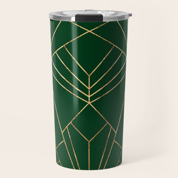 Art Deco in Emerald Green - Large Scale Travel Mug Gallery Image 1