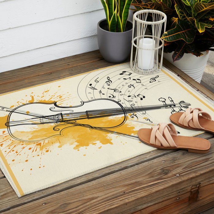 Abstract Minimal Musical Instrument 3 Outdoor Rug Gallery Image 2