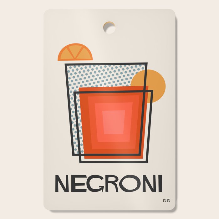 Negroni Minimalist Mid Century Modern Cocktail Print Cutting Board Gallery Image 1