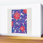 Water Lilies - Indigo & Red Palette Wall Mural Gallery Image 2