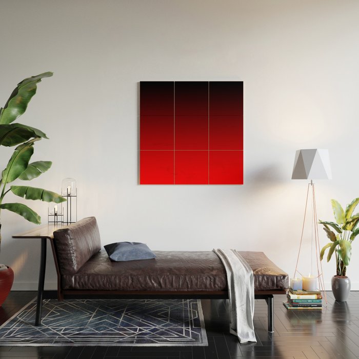Black Red Neon Nights Ombre Wood Wall Art Gallery Image 2