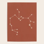 Sagittarius Zodiac Star Constellation Line Art Terracotta Red Poster Gallery Image 4