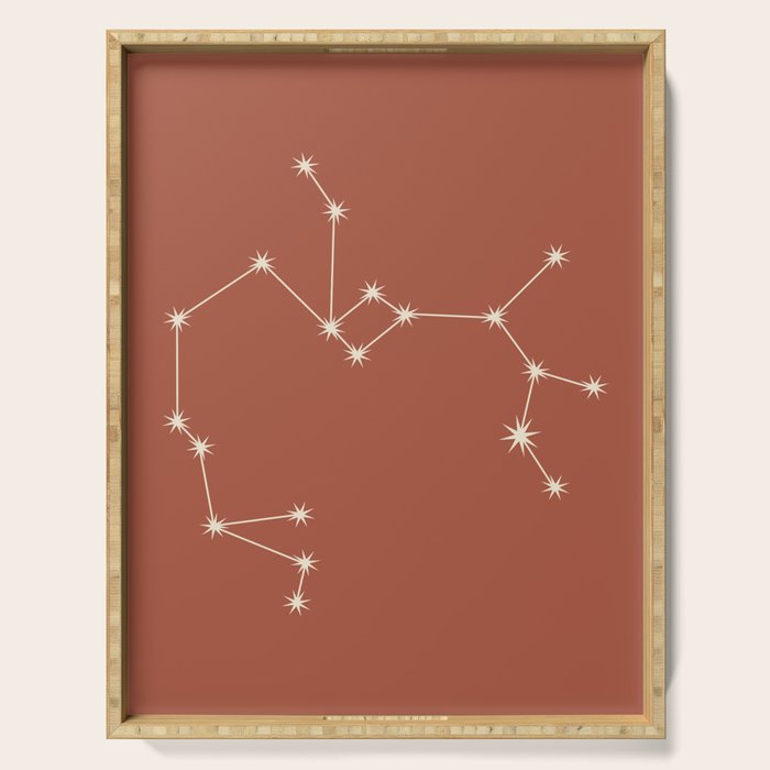 Sagittarius Zodiac Star Constellation Line Art Terracotta Red Serving Tray Gallery Image 1