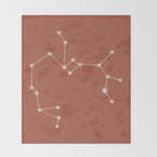 Sagittarius Zodiac Star Constellation Line Art Terracotta Red Throw Blanket Gallery Image 2