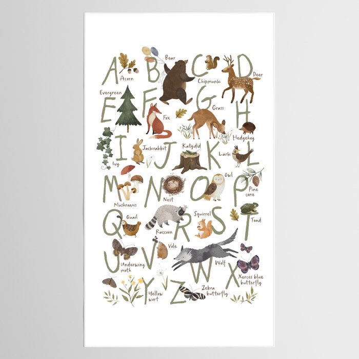 Woodland forest alphabet Tablecloth Gallery Image 2