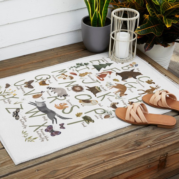 Woodland forest alphabet Outdoor Rug Gallery Image 2