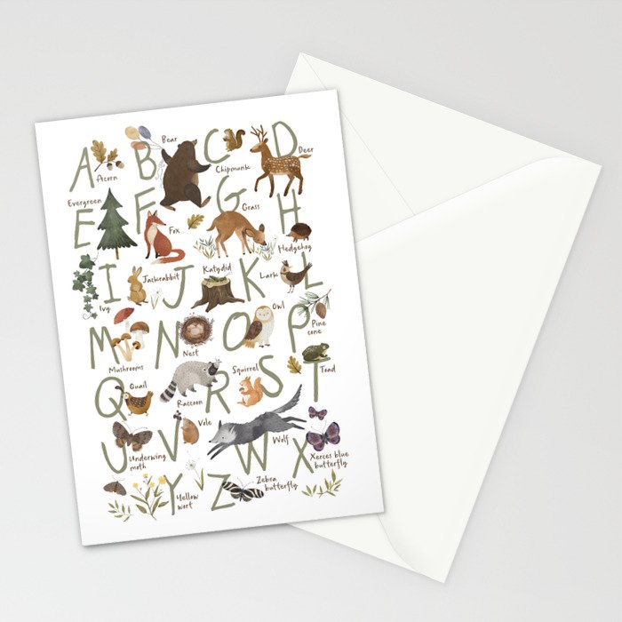 Woodland forest alphabet Stationery Card Gallery Image 2