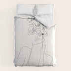 Minimal Line Art Woman with Flowers Comforter Gallery Image 6