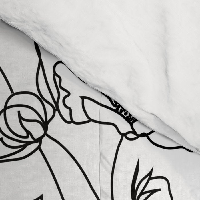 Minimal Line Art Woman with Flowers Comforter Gallery Image 4