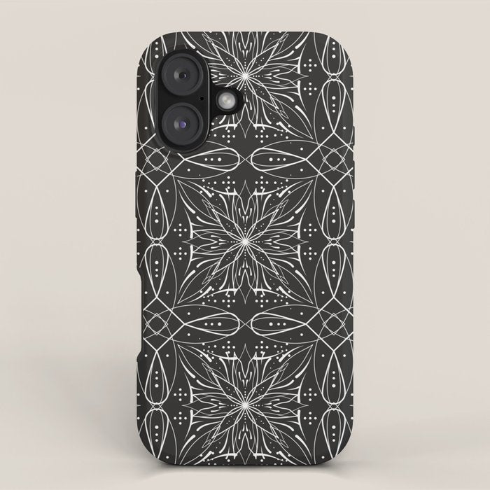 BW starry abstract mosaic A iPhone Case Gallery Image 1