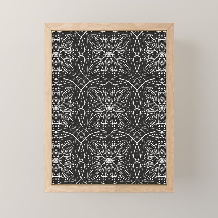 BW starry abstract mosaic A Mini Art Print Gallery Image 1