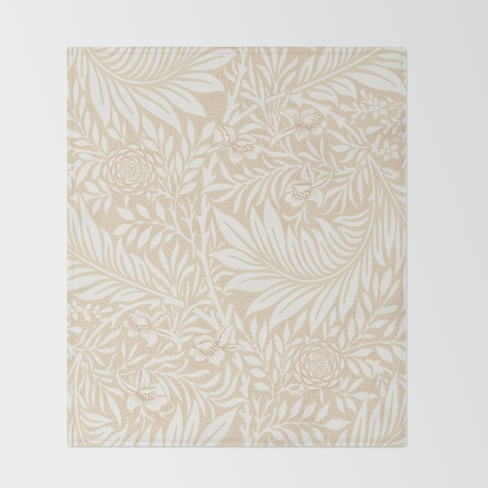 William Morris Vintage Larkspur Ecru Beige Cream Floral Throw Blanket Gallery Image 2