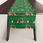 Retro Golf Cart Rides in Emerald Green & Orange Table Runner Gallery Image 1