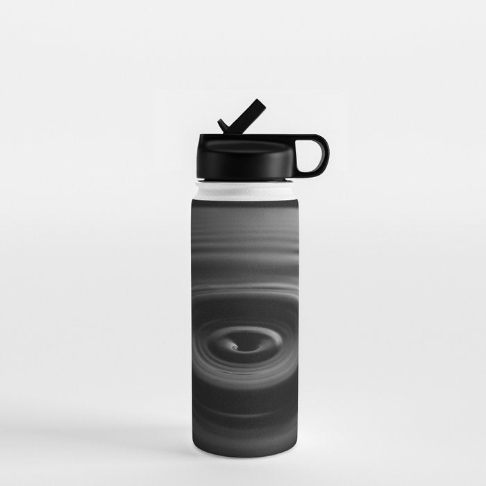 Zen water droplet in pool of water black and white inspirational photograph art print Water Bottle Gallery Image 1