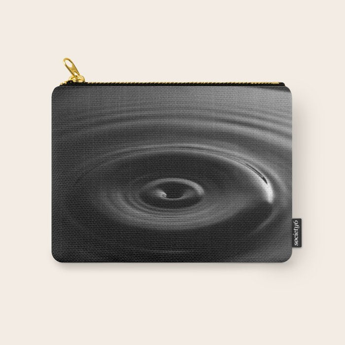 Zen water droplet in pool of water black and white inspirational photograph art print Carry All Pouch Gallery Image 1