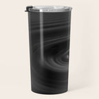Zen water droplet in pool of water black and white inspirational photograph art print Travel Mug Gallery Image 3