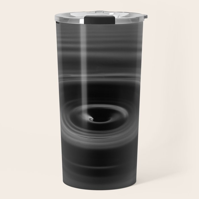 Zen water droplet in pool of water black and white inspirational photograph art print Travel Mug Gallery Image 1