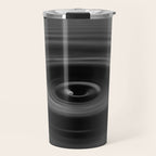 Zen water droplet in pool of water black and white inspirational photograph art print Travel Mug Gallery Image 1
