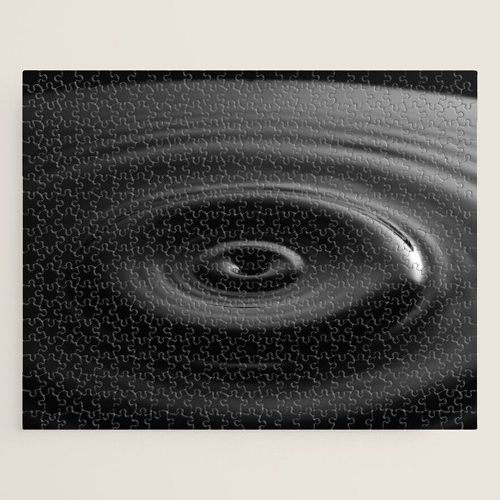 Zen water droplet in pool of water black and white inspirational photograph art print Jigsaw Puzzle Gallery Image 1