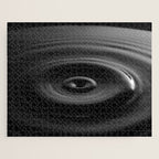 Zen water droplet in pool of water black and white inspirational photograph art print Jigsaw Puzzle Gallery Image 1