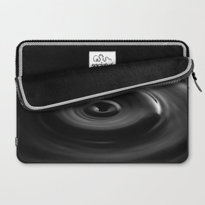 Zen water droplet in pool of water black and white inspirational photograph art print Laptop Sleeve Gallery Image 2