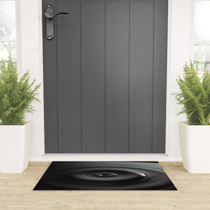 Zen water droplet in pool of water black and white inspirational photograph art print Welcome Mat Gallery Image 3