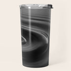 Zen water droplet in pool of water black and white inspirational photograph art print Travel Mug Gallery Image 2