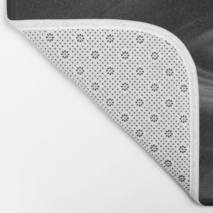 Zen water droplet in pool of water black and white inspirational photograph art print Bath Mat Gallery Image 2
