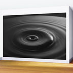 Zen water droplet in pool of water black and white inspirational photograph art print Wall Mural Gallery Image 2